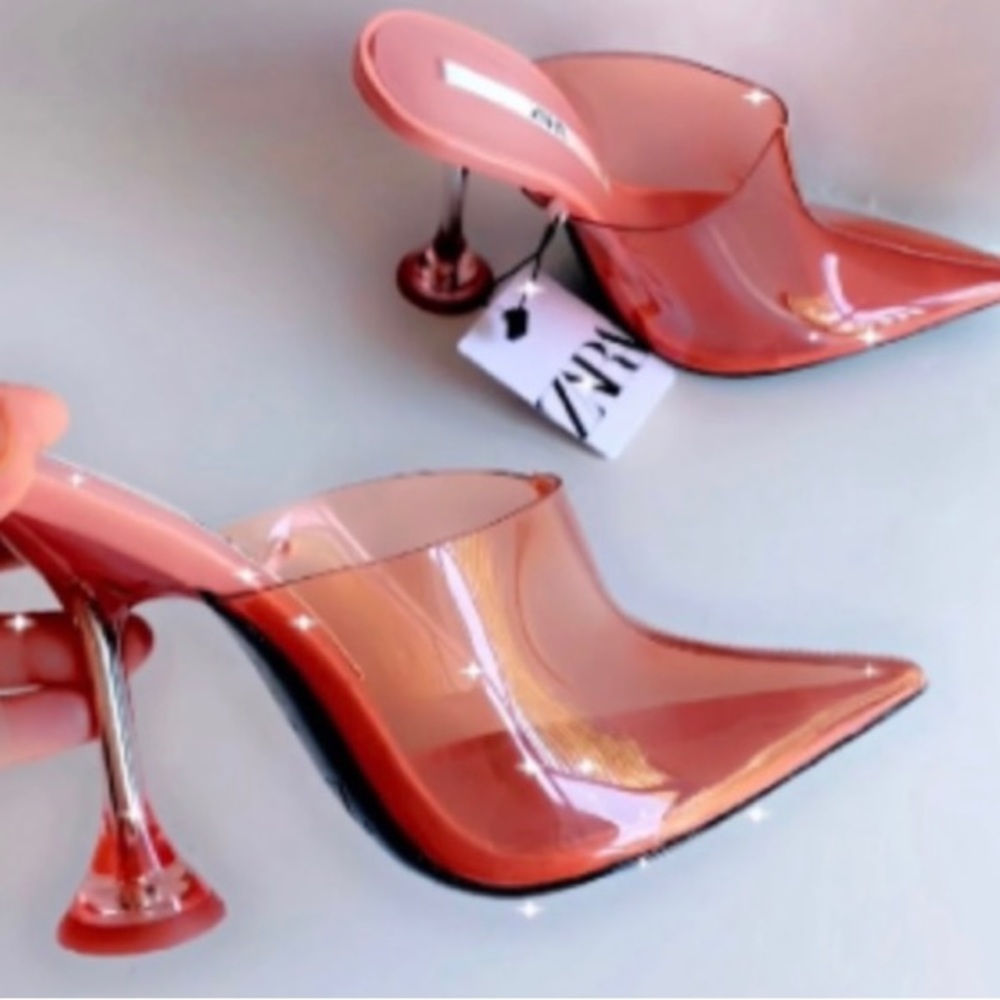 Zara pink perspex mule heels